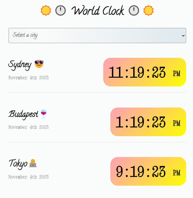 world clock project